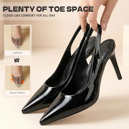 Image of heelchic Slingback Heels for Women Pointed Toe Stiletto Heel Closed Toe Pumps Slip on High Heels 2.95 inch Dress Pumps
