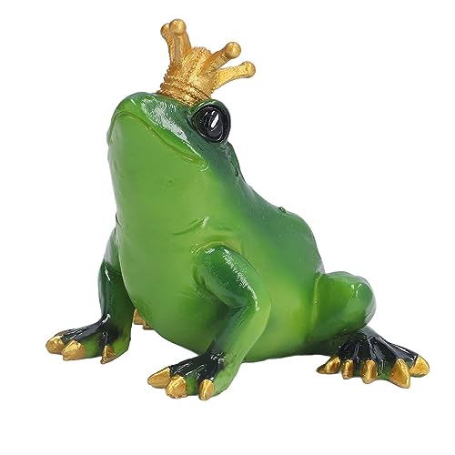 Agatige Mini Frog Crown Prince Figurines, Lifelike Cute Synthetic Resin Frog Statue Desktop Ornament For Home Office Garden Women Room Decor #TOP24