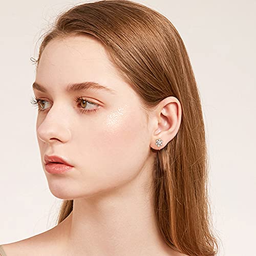18G Cz Snowflake Flower Small Stud Earrings For Women Teen Girls Little Girls Cartilage Tragus Helix S925 Sterling Silver Barbell Screw Back Hypoallergenic Piercing Fashion Cute Tiny Delicate Jewelry Gifts Bff Daughter Xmas 8Mm (Silver) #TOP4