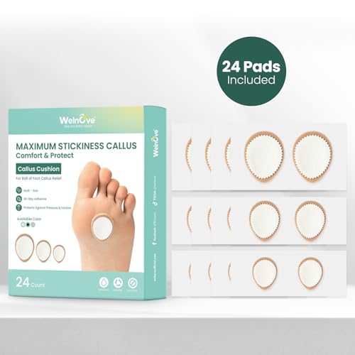 Image of Welnove Extra Thick Corn & Callus Cushion Pads, Effectively Relieves Pain and Protects Against Friction, All-Day Comfort, Maximum Strength (24 Count, White)