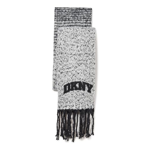 DKNY Women's Woven Scarf With Varsity Logo and Eyelash Fringe