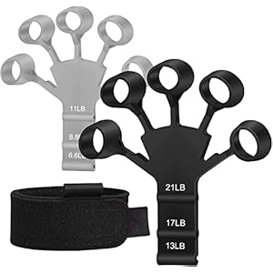 linlinfa Vingertrainer, handtrainer, siliconen handkrachttrainer, vingerextensor, trainer, handgreepversterker, verstelbare vingerspanner voor verbeterde functie en beweging van de vingers (2 stuks)