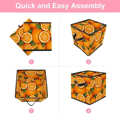 Panier de rangement pliable cube orange pour optimiser les étagères - 7