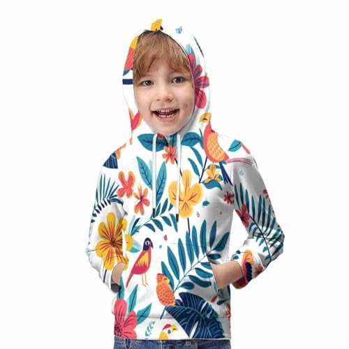 Pullover à capuche fille et garçon avec impression 3D fleurs 6-16 ans - 5