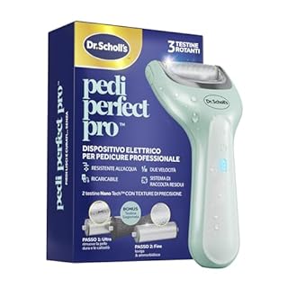 Dr. Scholl's Pedi Perfect Pro Pedicure Elettrico Professionale Piedi – Rimuovi Calli e Duroni, Lima Elettrica Talloni, Fresa Pedicure Ricaricabile e Impermeabile, 3 Rulli, Raccogli Polvere