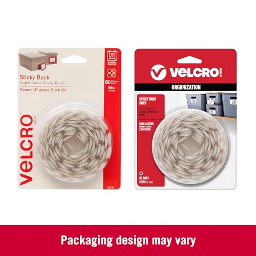 Image of VELCRO Brand Dots with Adhesive | Sticky Back Round Hook and Loop Circles | 5 /8in, 80 Pack | Arts and Crafts, School Projects, 95215W, White