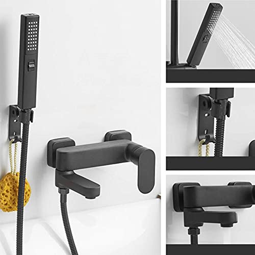 Robinet de douche en laiton pivotant noir avec commande chaud froid