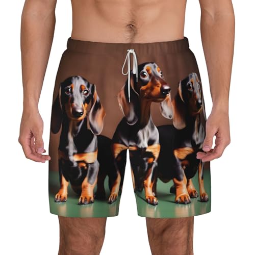 Short de bain Dachshund pour homme, maillot respirant imprimé teckel