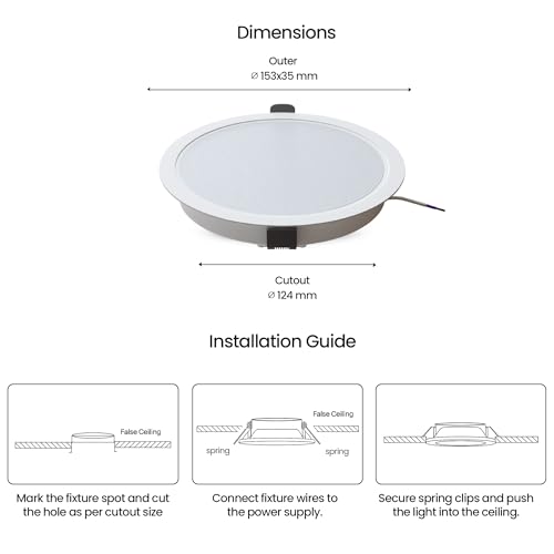 Image of LEDURE Halo 10W Slim Round LED Ceiling Downlight, Recessed Mount Light, Cool White, Indoor Lighting (Pack of 1)