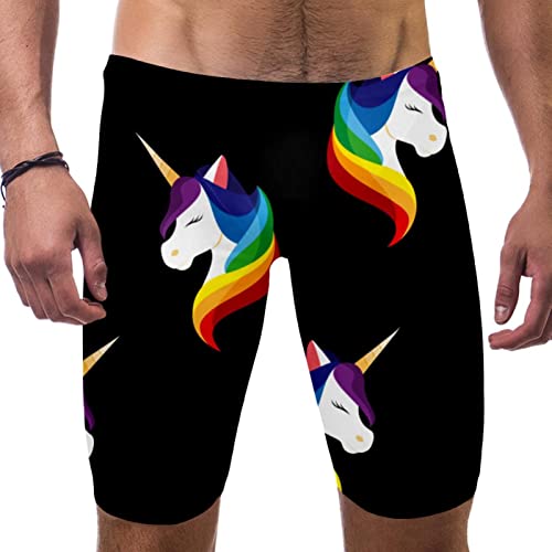 Short de bain pour homme licorne noir M maillot de plage coloré