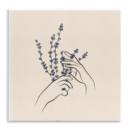 Botanical Hands Holding, 12 x 12 Inch Mounted Print on Wall Plaque