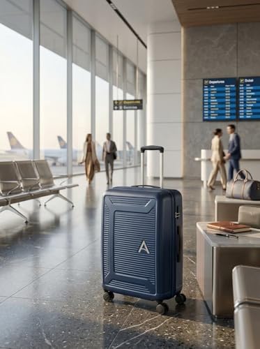 Image of VIP Aristocrat Premium Polycarbonate Trolley Bag,Hardside Pc Shell, Dual Wheel,Anti Theft Zipper,Spacious Interior with 3 Years Inetrnational Warranty (Blue, Check-in | 66 Cm | Medium)