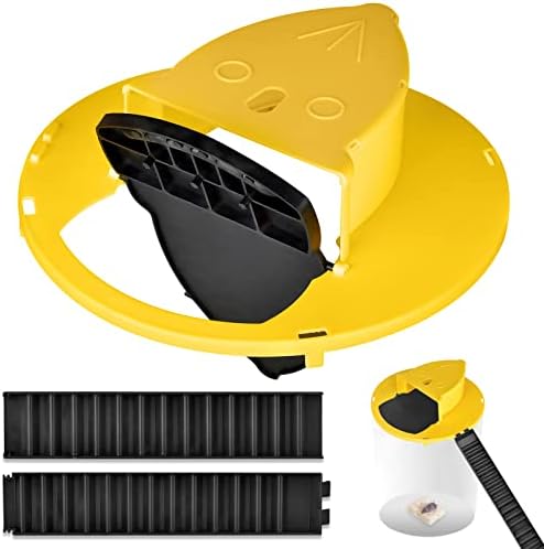 Mouse Trap Bucket, Auto Rolling Mouse Trap with Flip Slide Lid, Humane Mouse Trap Indoor Outdoor, Live Mice Trap Catch and Release, Reusable Mice Trap 5 Gallon Bucket Lid(Yellow)