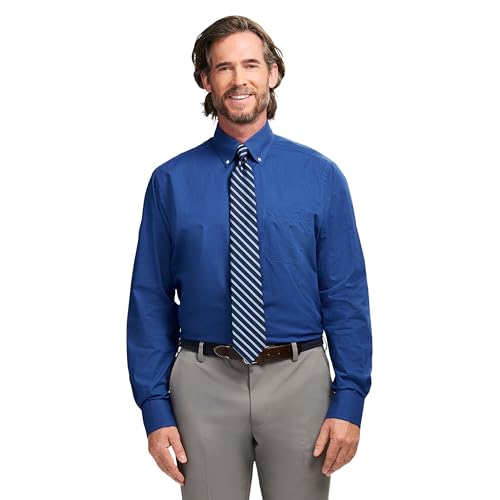 IZOD Men's Dress Shirt Regular Fit Long Sleeve Wrinkle Free Stretch Button Down Collar
