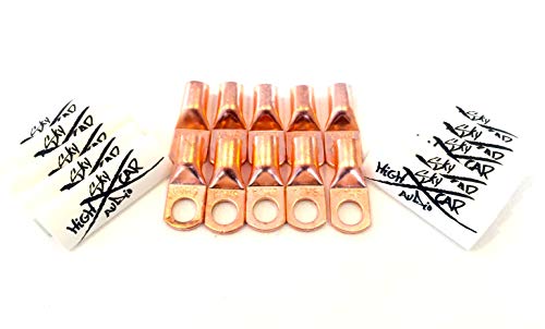 (10) 4 Gauge Copper Ring Terminals 3/8