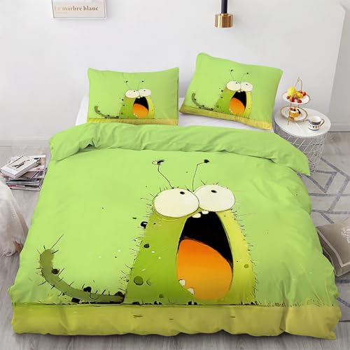 Housse Couette en Microfibre Douce 160x200 avec Zip Petit Monstre