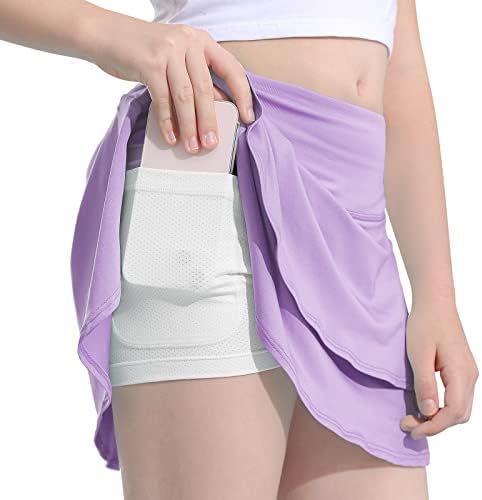 Girls Purple Tennis Skirt 6 7 Years Kids Athletic Short Skort High Waisted Pleated Golf Clothes with Pockets