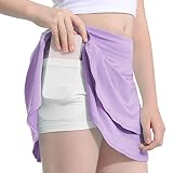 Girls Purple Tennis Skirt 6 7 Years Kids Athletic Short Skort High Waisted Pleated Golf Clothes with