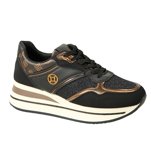 IVACHY Women's Synthetic Suede Platform Sneaker Fashion Sparkling Glitter Shoes Comfortable Stylish and Versatile- unique and Trendy Fashion Statement for Every Occasion - Shoe Size UK Black