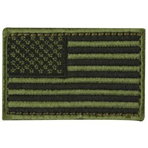 Tactical USA Flag Patch - 2"x3" OD Green Hook and Loop Back