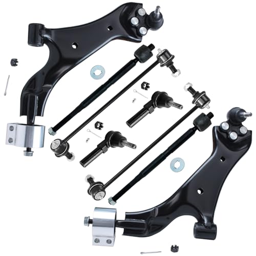 Image of Detroit Axle - Front Lower Control Arms Kit for 2008 2009 Saturn Vue 2 Lower Control Arms w /Ball Joints, 4 Inner & Outer Tie Rods, 2 Sway Bar Links Replacement