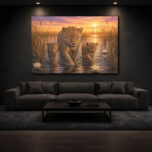 Toile léopard réaliste format horizontal 60x40 cm sauvage - 4