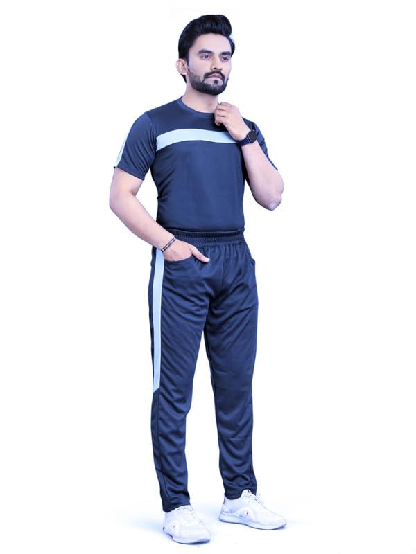 Men’s Nylon Tracksuit – Half Sleeve T-Shirt-Track Pants-Metrix BLUE_B7_L-picture-35
