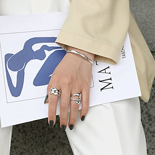Adjustable Sterling Silver Rings 925 Double Lines Shape Personality Ring Fine Jewelry for Women Party Accessories2