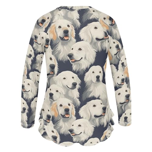 ALAZA Golden Puppy Dog Blue Girls One Piece Swimsuit Long Sleeve Rash Guard Swimsuits UV 50+ Swimwear Zipper3