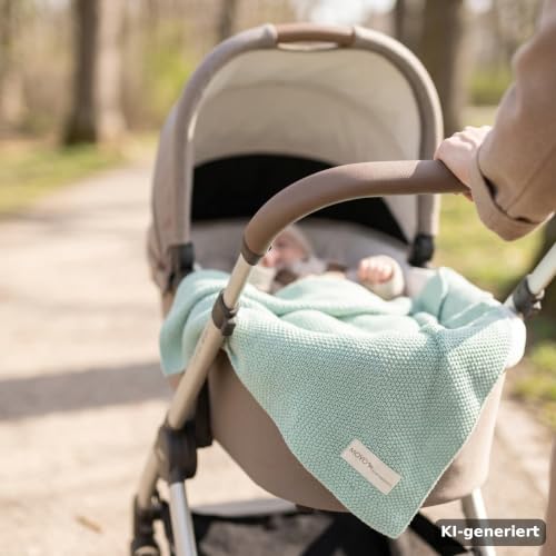 MOYO Babydecke Heller Eukalyptus I 75x100cm I Atmungsaktive Kuscheldecke aus 100% Baumwolle I Weiche Baby-Bettdecke für Junge & Mädchen I… – Ansicht 3