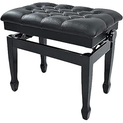 Yisss Tabouret Piano,Banquette Piano Banc Banc de Piano en Bois pour Tabouret de Piano réglable, Pieds en Bois Robustes, avec Similicuir boutonné Noir, Assise Simple (Null Black) - Les Beatles, Paul McCartney, John Lennon, RIngo Starr, George Harrison