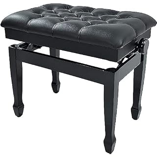Yisss Tabouret Piano,Banquette Piano Banc Banc de Piano en Bois pour Tabouret de Piano réglable, Pieds en Bois Robustes, avec Similicuir boutonné Noir, Assise Simple (Null Black) - Les Beatles, Paul McCartney, John Lennon, RIngo Starr, George Harrison