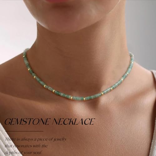 Choker Necklace for Women, Beaded Necklaces for Women Stocking Stuffers for Teens Teen Girl Gifts Gifts for Her Adjustable 14k Gold Gemstone Summer Anniversary Birthday Christmas Jewelry