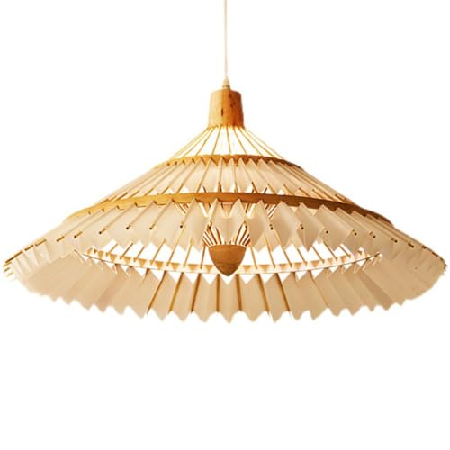 Lámpara colgante de bambú estilo tropical con pantalla E27 para techo de restaurante