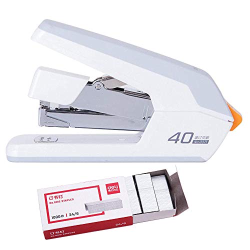 Desktop Stapler 40 Sheet Capacity Reduced Effort Spring Powered Stapler Equipped with 1000 Standard Staples Be Applicable Staples White