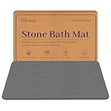Jiloma Stone Bath Mat Diatomaceous Earth Shower Mat Non-Slip Super Absorbent Bathroom Floor Mat Quick Drying Natural Easy to Clean(24 * 16 Grey)
