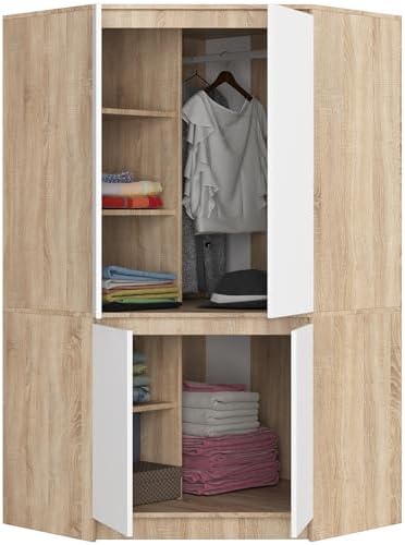 BDW - Armario Esquinero Grande para Dormitorio - 100 cm de Ancho,...