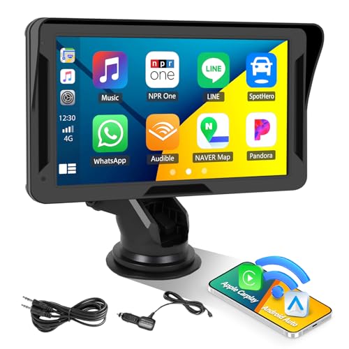 CarPlay Screen for Car, 7" HD Portable Car Stereo with Wireless Android Auto, Car Audio Receivers with Voice Control, Mirror Link, Bluetooth, EQ, AUX, Car Play Screen Driveplay Multimedia Player