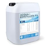 AIESI® Acqua Bidistillata F.U. pura (25 litri) per uso clinico ed industriale, Distillata due volte, Demineralizzata, Made in Italy
