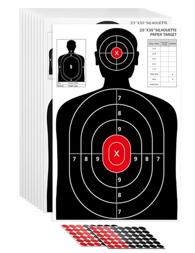 LAKINGO 23x35 Inch Shooting Targets for Range, Silhouette Paper Targets for Indoor/Outdoor Practice, Shooting Range Target with Stickers, Suitable for Pistols, Rifles, Airguns