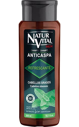 NaturVital - Champú Anticaspa Refrescante, Sin Parabenos ni Colorantes ni Siliconas, Ideal para...