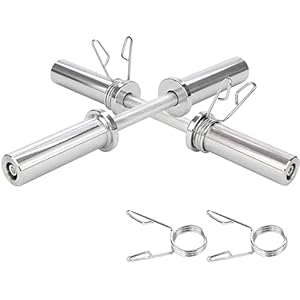 Chase Fitness Olympic 2″ Dumbbell Bars Plate Loaded Chrome Handles with 4 Spring Clips, Adjustable Weights