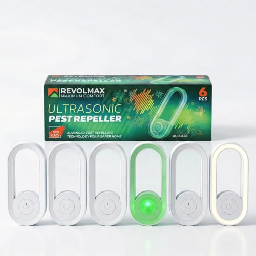 AUR-A28, Ultrasonic Pest Control Repeller - Electronic & Ultrasound, Indoor Plug-in Repellent - Get rid of - Rodents, Mice, Squirrels, Bats, Insects, Bed Bugs, Ants, Fleas, Spiders, Roaches 6 Pack