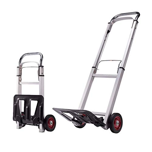 Preisvergleich Produktbild Hand Trucks Trolley Aluminiumlegierung Trolley Trolley Gepäckwagen Haushalt Tragbares Faltrad Gartenwagen Trolley Sack Trolley, Lager ca. 100 kg (Farbe: Schwarz, Größe: 35,5 * 25 * 107 cm)