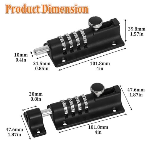 Combination Locking Bolt, 120mm Burglar Proof & Weatherproof Slide Latch Lock - Image 3