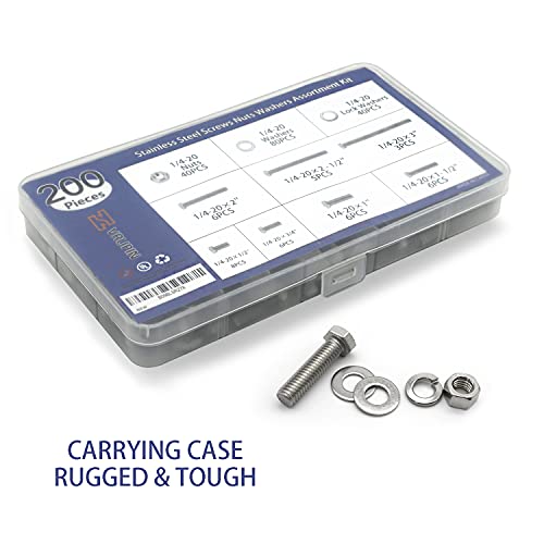 200pcs nuts and bolts 14-20 x 12 34 1 1-12 2 2-12 3 carbon steel hex bolts and nuts assortment kit hardware screws set 7 different sizes