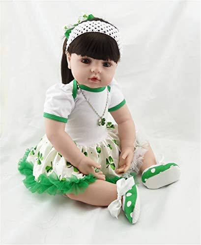 Angelbaby Soft Silicone Vinyl Real Life Toddler Princess Dolls Long Black Hair Reborn Baby Dolls Girl Boneca Weighted Toys 24 inch Newborn Real Bebe Size for Kids Presents