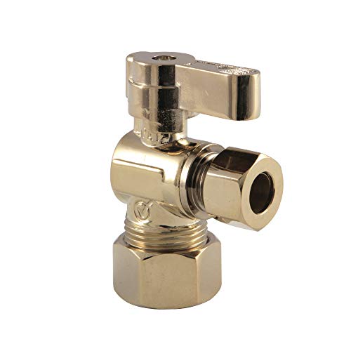 Kingston Brass KF5330PB Baseline 5/8-Inch x 3/8-Inch OD Comp Angle Stop Valve, Polished Brass