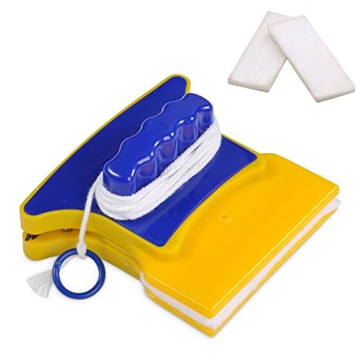 Magnetic Window Cleaner, Double-Sided Window Cleaner Square Shape Magnetic Glass Wiper with 2 Extra Cotton Squeegee Cleaning Tools for Home Use, Blue