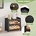 JANSNIMEN Double Layer Bread Box for Kitchen Countertop, Large Breadbox Bread Container Storage with Acrylic Door, Wooden Farmhouse Bread Holder (Black, Medim-15.7